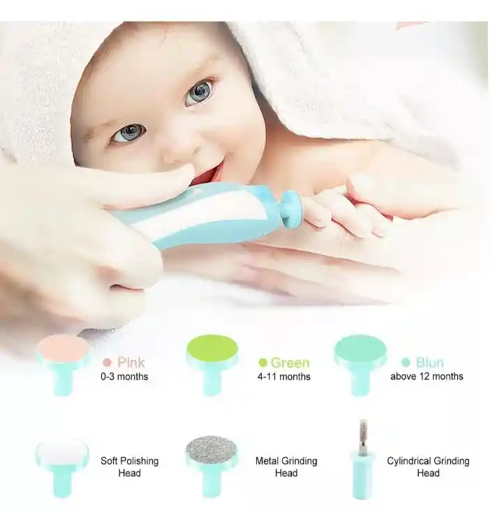 Corta Uñas Eléctrico Para Bebe 6 Pzas Azul