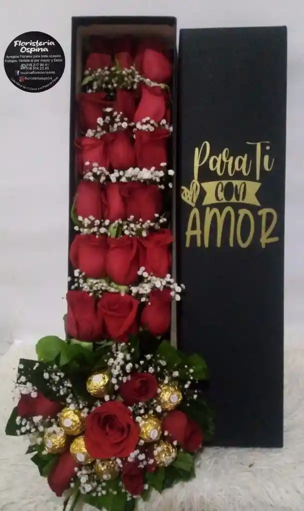 Estuche De Lujo Rosas Y Chocolates