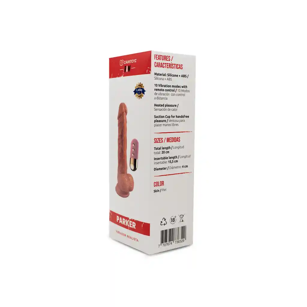 Vibrador Realista Parker Térmico Con Rotación Y Ventosa
