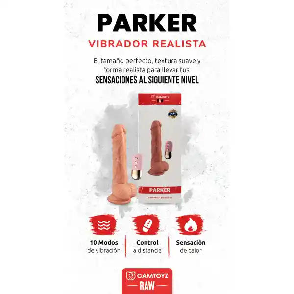 Vibrador Realista Parker Térmico Con Rotación Y Ventosa