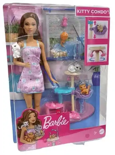 Muñeca Barbie Cuidado De Gaticos