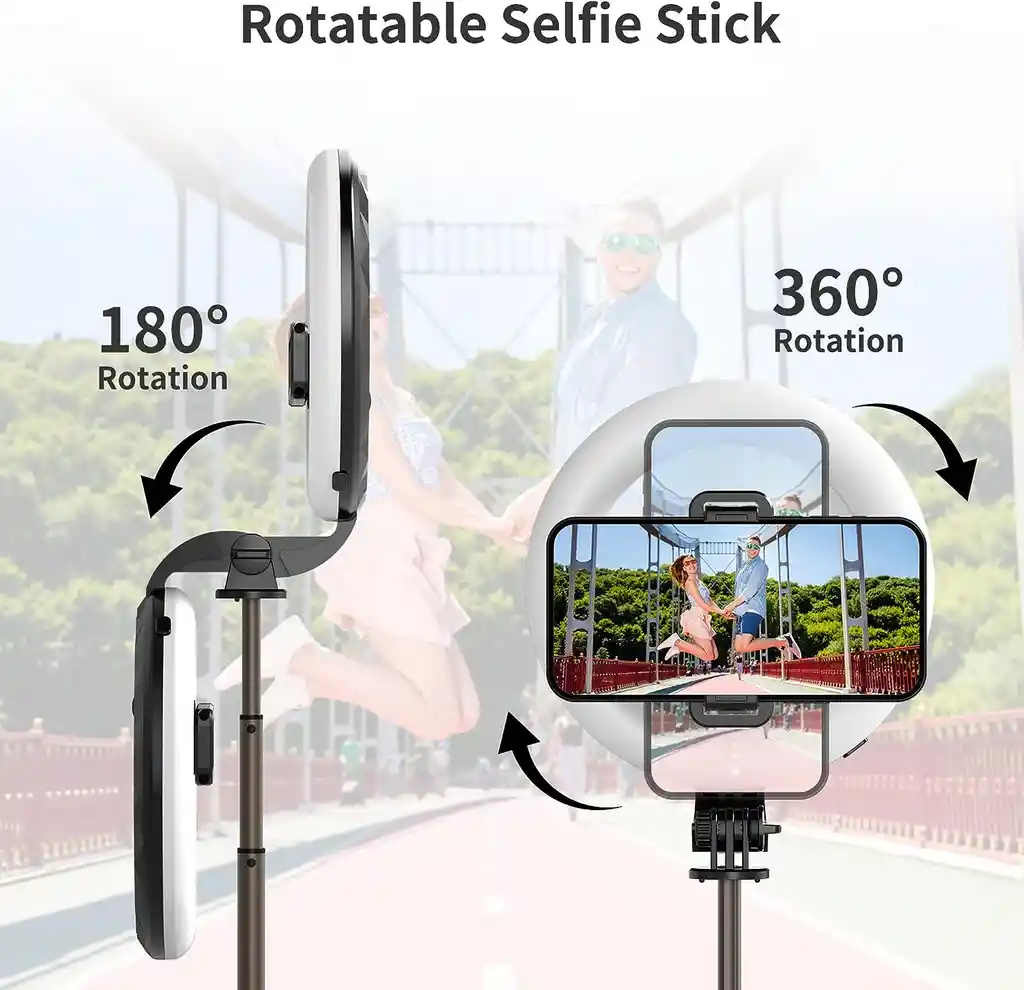 Palo Selfie Stick Aro Luz Flash Bluetooth Foto Profesional