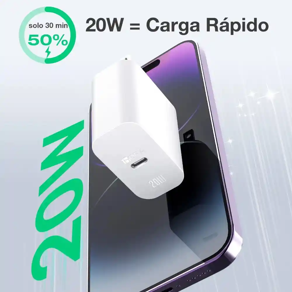 Cargador 1hora Tipo C 20w Gar147 Carga Rapida Turbo