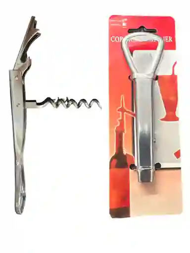 Sacacorchos Con Destapador Acero Inoxidable Facil Manejo