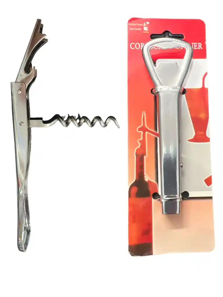 Sacacorchos Con Destapador Acero Inoxidable Facil Manejo