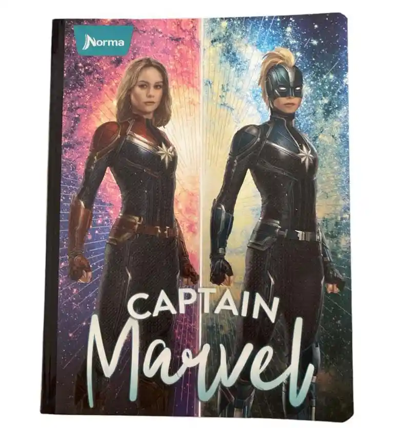 Cuaderno Cosido Niña Capitan Marvel Cuadriculado 100 Hojas Norma