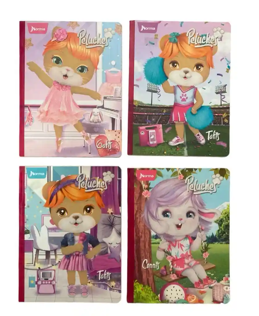Cuaderno Cosido Para Niña Peluches Cuadriculado 100 Hojas Norma