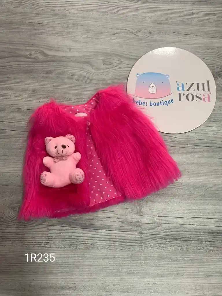 Chaleco Fucsia Con Peluche Niña Talla 6-12 Meses