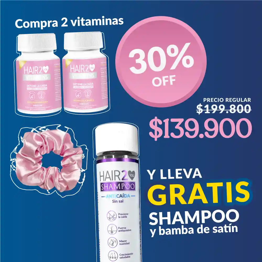 2 Vitaminas Gratis Shampoo Anticaida Sin Sal