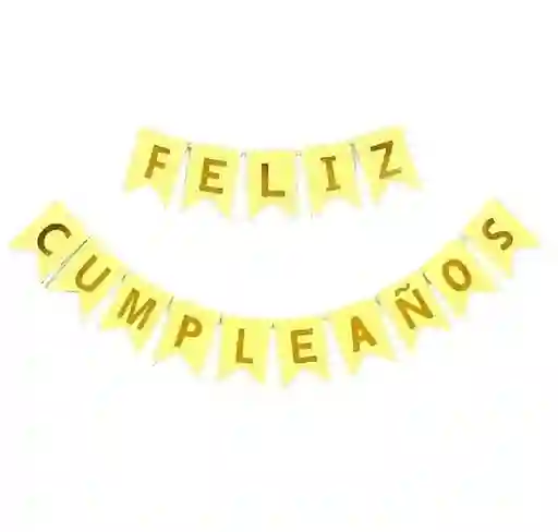 Banderín Festón Feliz Cumpleaños Amarillo Y Dorado