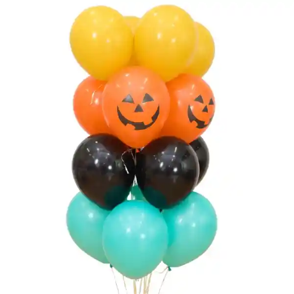 Bouquet Calabaza Halloween (16 Globos Inflados Con Helio)