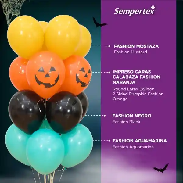 Bouquet Calabaza Halloween (16 Globos Inflados Con Helio)