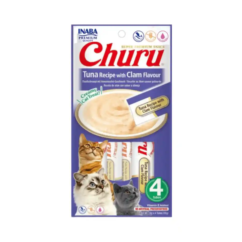 Snack Para Gato Cremoso Inaba Churu Atún Y Almeja - 14 Gr