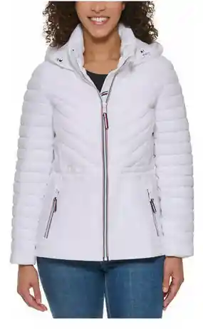 Chaqueta Tommy Hilfiger 100% Original Impermeable Mujer Talla L Blanco