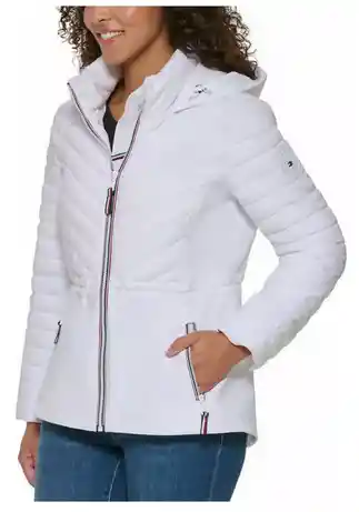 Chaqueta Tommy Hilfiger 100% Original Impermeable Mujer Talla L Blanco