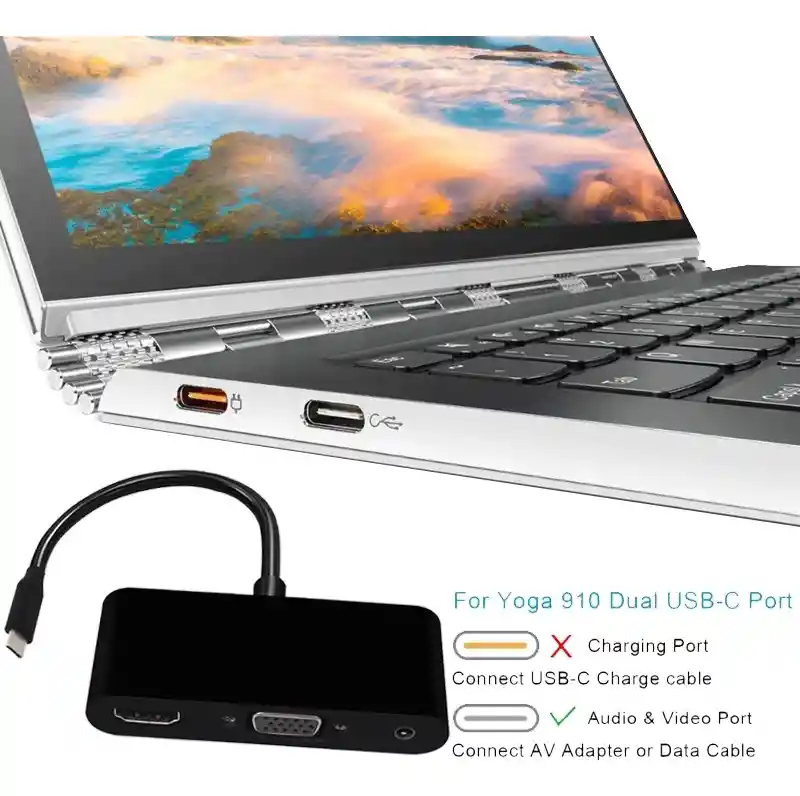 Adaptador 3 En 1 Tipo C Usb 3.1 A Hdmi, Vga, Audio 3.5 Mm