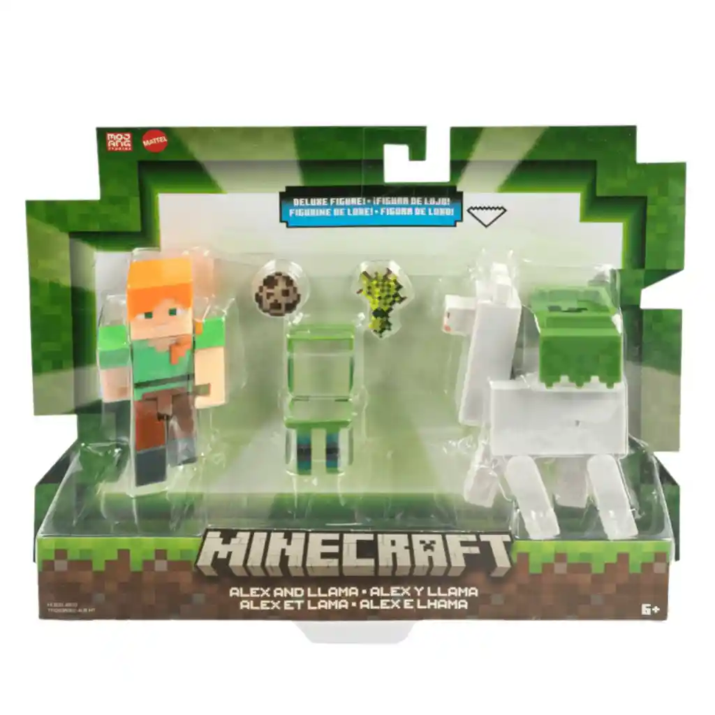 Set Figura De Acción 2 Minecraft Alex Y Llama 8 Cm De Mattel