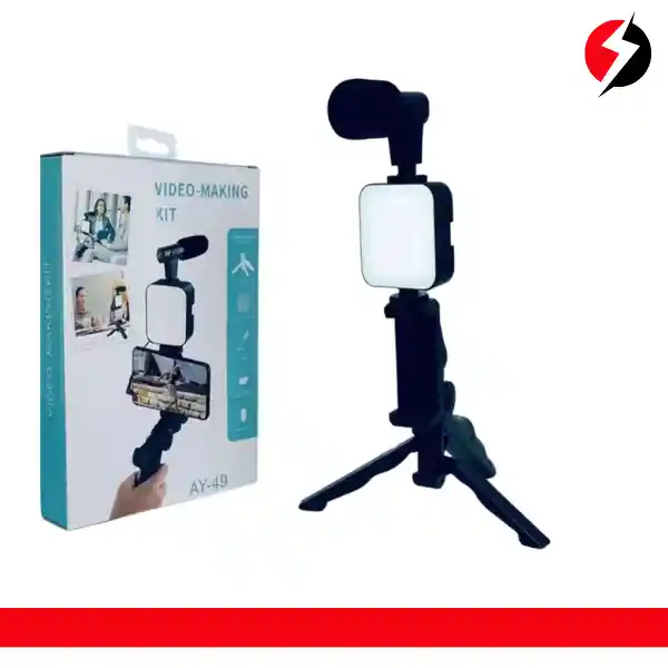 Kit De Video Portátil Trípode Con Micrófono Y Luz Led