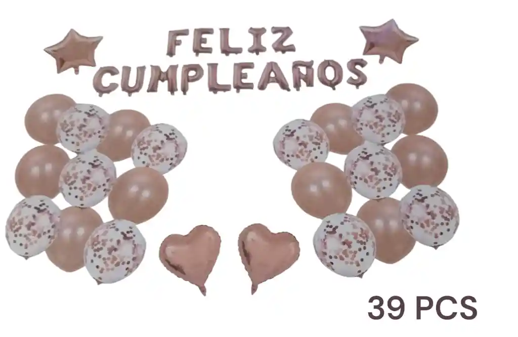 Globos Bouquet Super Set Feliz Cumple 39pcs