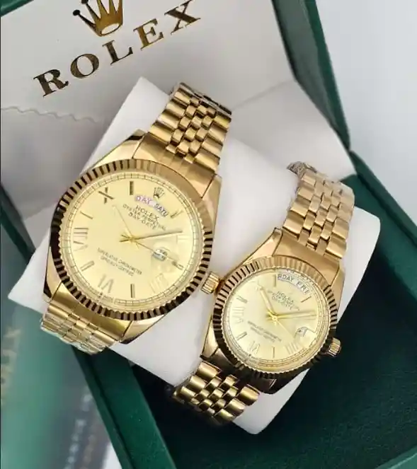 Reloj Calendario Para Parejas Dúo Pulso Acero Tipo Rolex