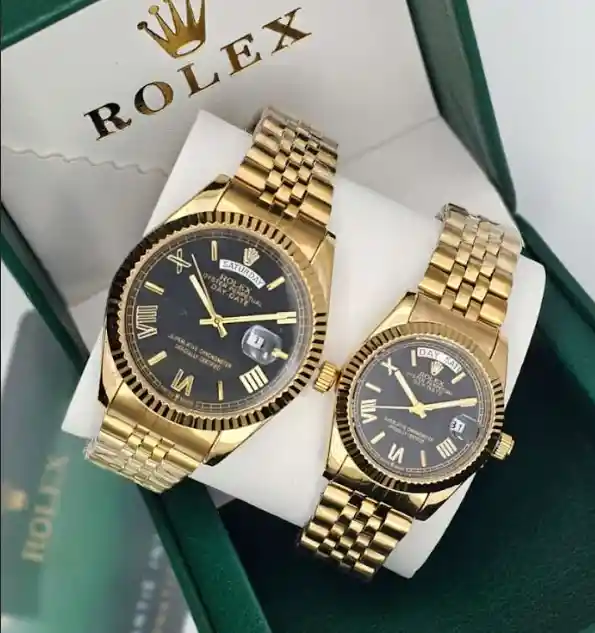 Reloj Calendario Para Parejas Dúo Pulso Acero Tipo Rolex