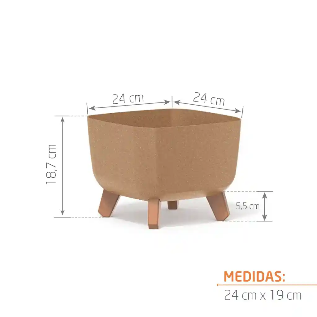 Matera Gracia Square Eco Wood 24 Cm Café Claro