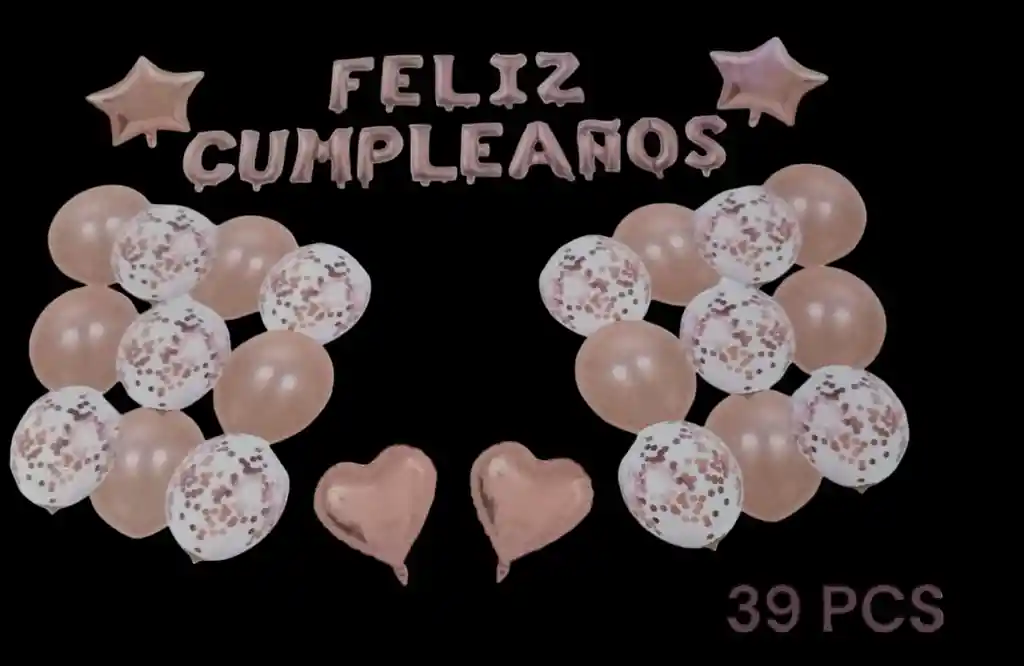 Globos Bouquet Super Set Feliz Cumple 39pcs