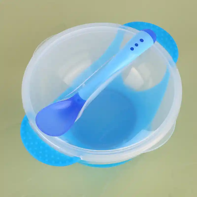 Plato Cuchara Con Ventosa Unisex Azul Agua