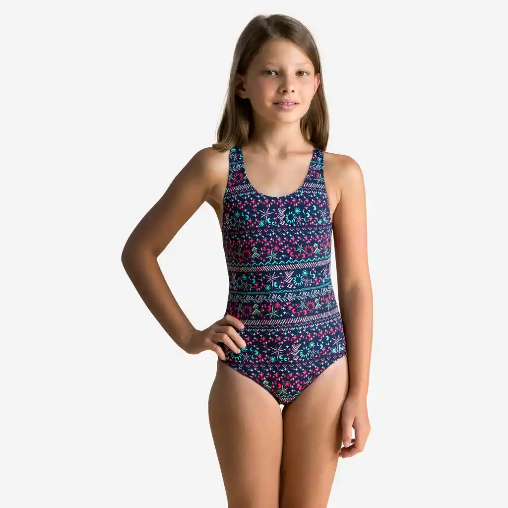 Vestido De Baño De Natación Para Niña De 8-9a Azul