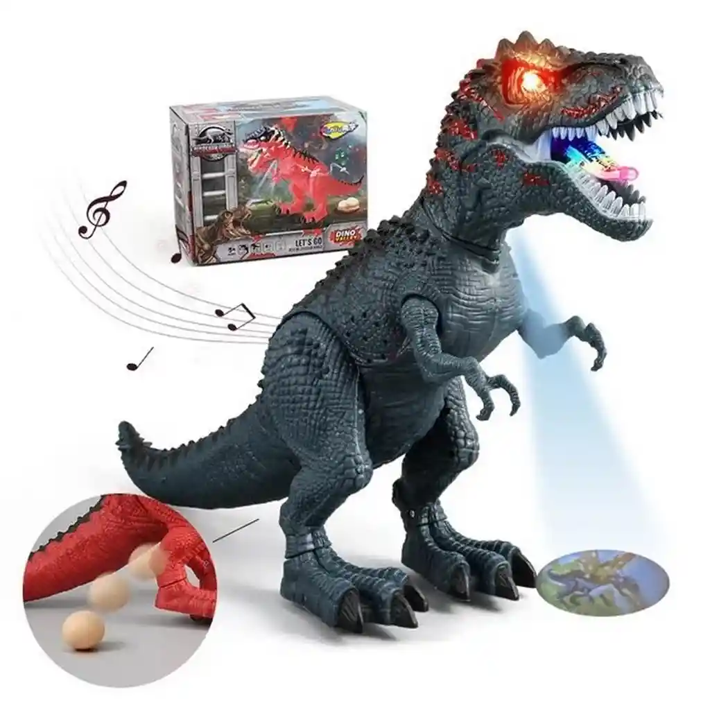 Dinosaurio Rex Pone Huevo Movimiento Luces Sonidos + Bateria
