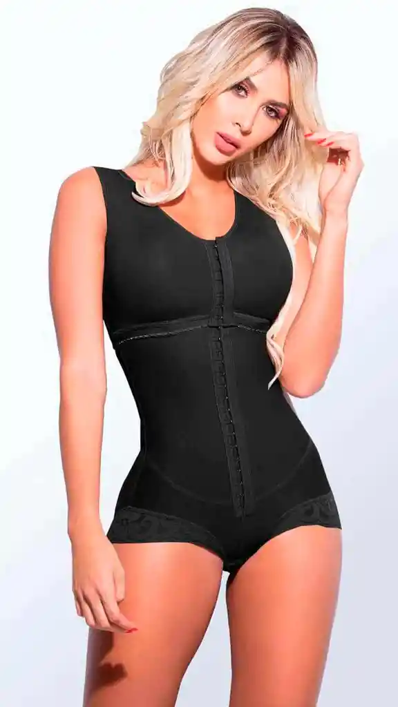 Ref. 6019 - Faja Cachetera Con Busto En Broches Talla: S Color: Negro