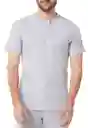 Camiseta Hombre Cuello Botones Manga Corta Henley Gris Claro Talla Xl