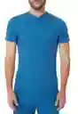 Camiseta Hombre Cuello Botones Manga Corta Henley Azul Clasico Talla Xl