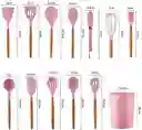 Set 12 Utensilios De Cocina Silicona Resistente Color - Rosado
