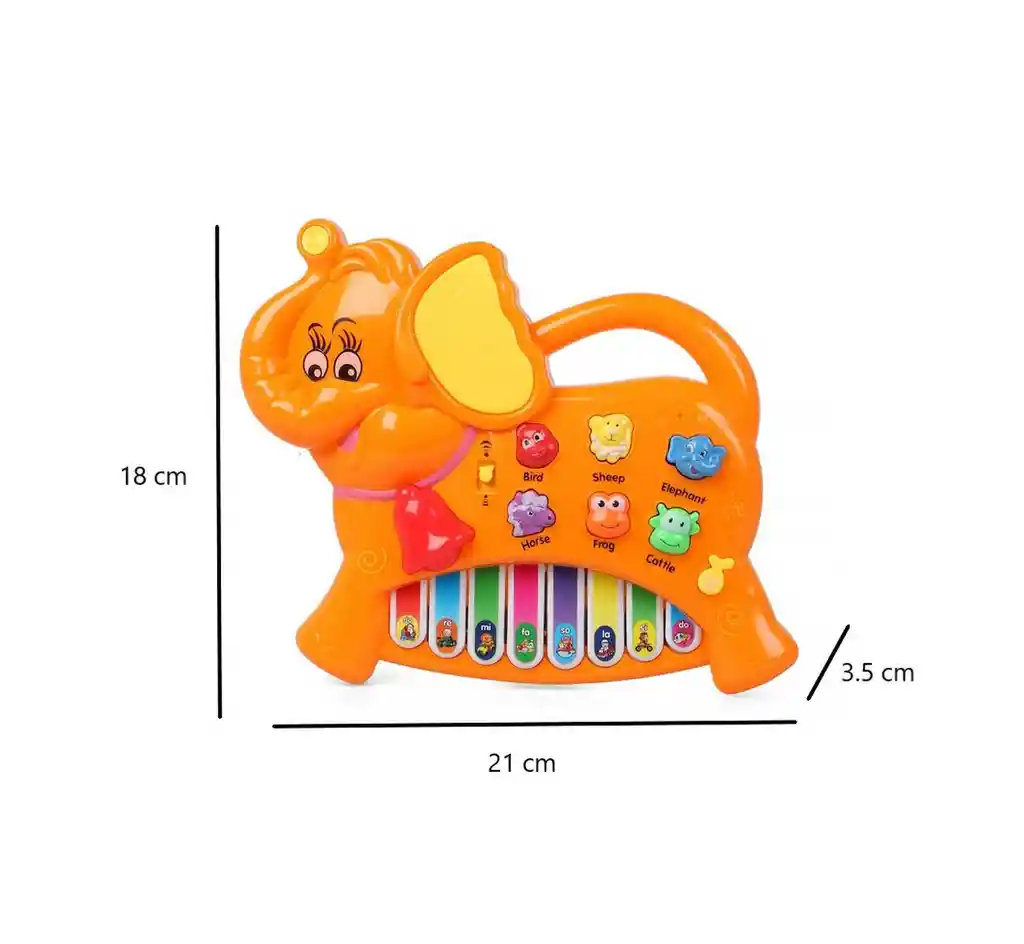 Piano Organeta Elefante Animales Musical Bebes Niño +bateria