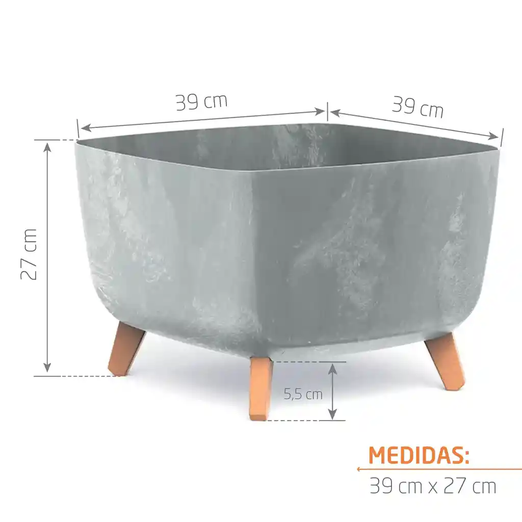 Matera Gracia Square Beton 39 Cm Gris Concreto