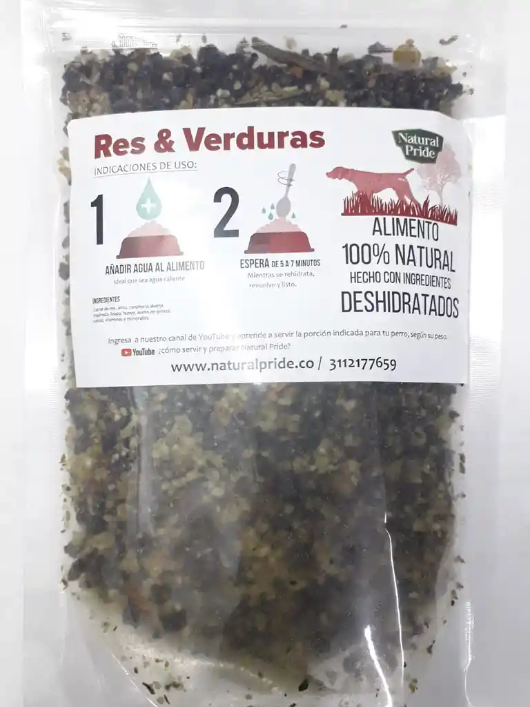 Alimento Tipo Barf Deshidratado Para Perro Res Y Verduras 210 Gr