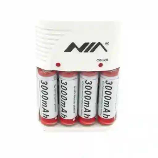 Pila Bateria Recargable Aa X4 3000mah Cargador Nia