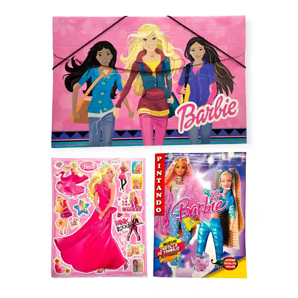 Kit Escolar Carpeta + Cartilla + Stickers Barbie