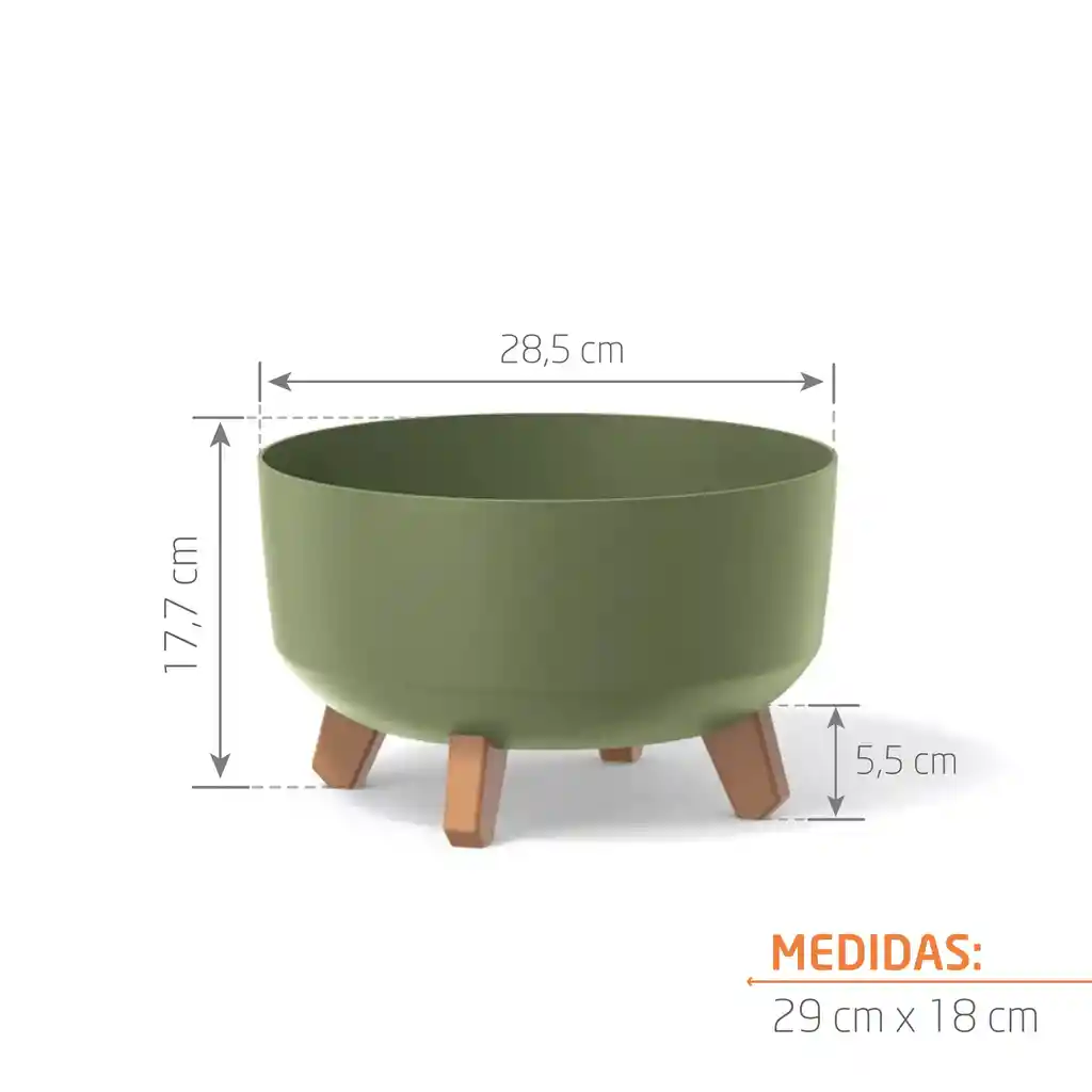 Matera Gracia Round Low 29 Cm Verde Tierra