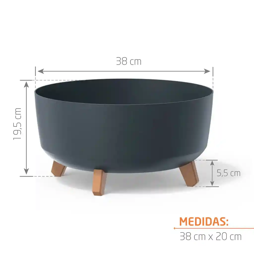 Matera Gracia Round Low 38 Cm Antracita