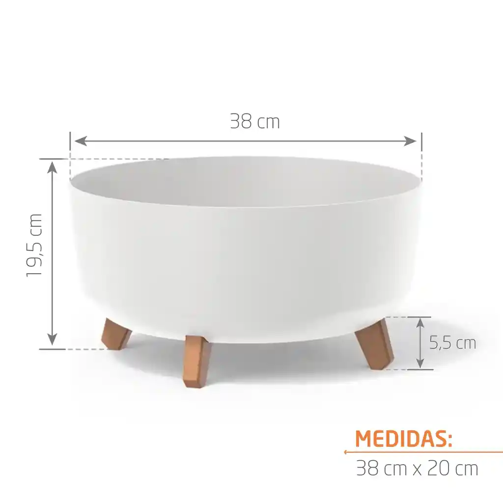 Matera Gracia Round Low 38 Cm Blanco