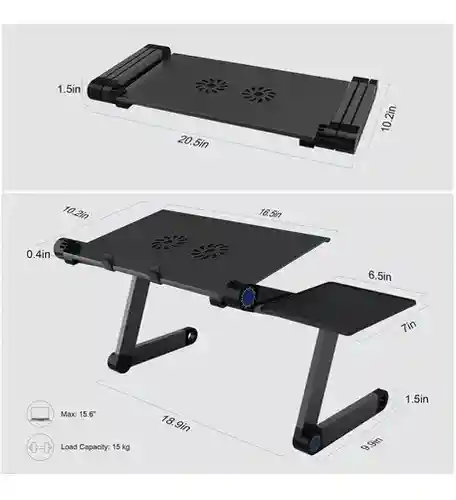 Mesa Portátil Plegable Ajustable Laptop Con 2 Ventiladores