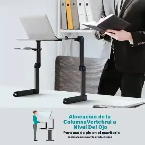 Mesa Portátil Plegable Ajustable Laptop Con 2 Ventiladores