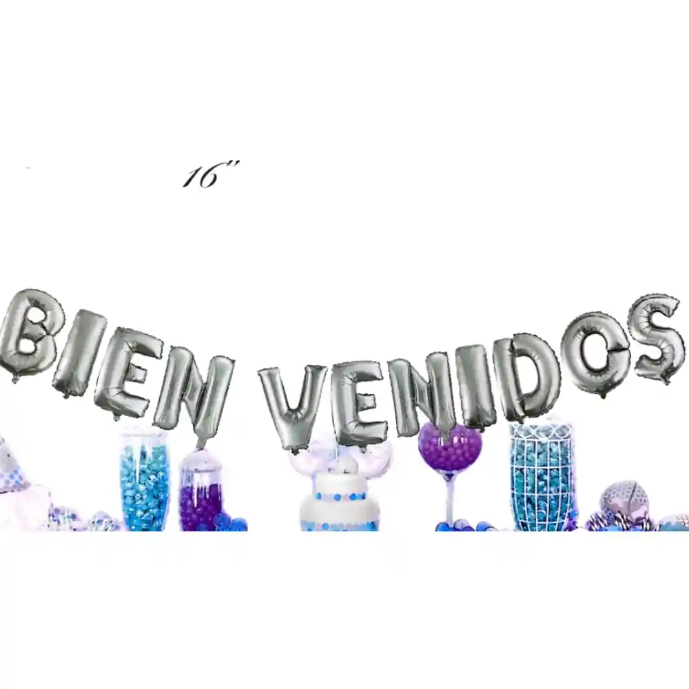 Globos Palabra Bienvenido Plateado 11 Pcz