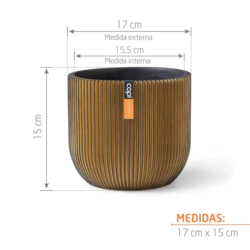 Matera Conic Round Groove 17 Cm Oro