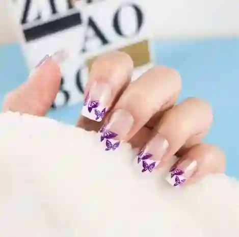 Uñas Postizas Con Forma Cuadrada Decoradas En Gel X20 Unds