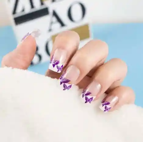 Uñas Postizas Con Forma Cuadrada Decoradas En Gel Mediana X12 Unds