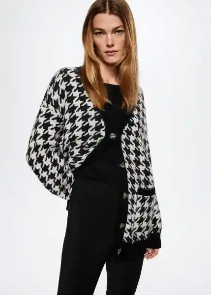 Cardigan Picas Negro Talla L Mujer Mango