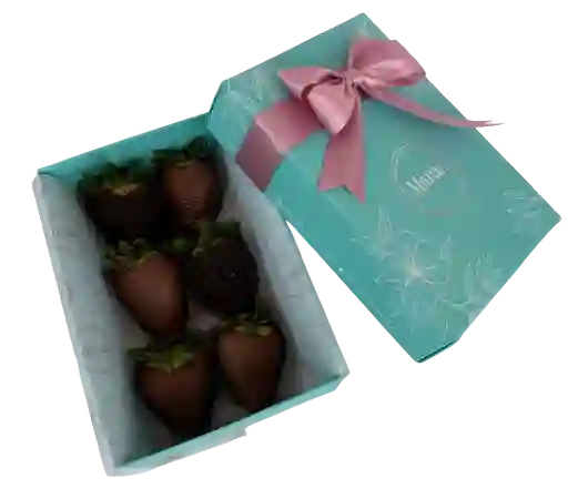 Caja De 6 Fresas Cubiertas Con Chocolate Café